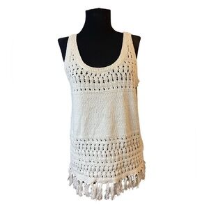 A.N.A White Embroidered Tunic Long Tank Top